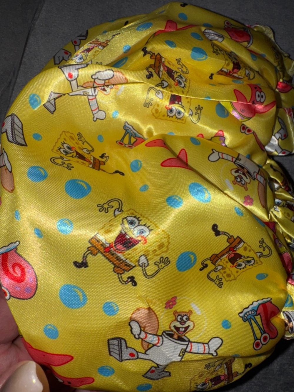SpongeBob SquarePants- NWT Patterned Satin Shower Cap/Bonnet - Picture 4 of 11